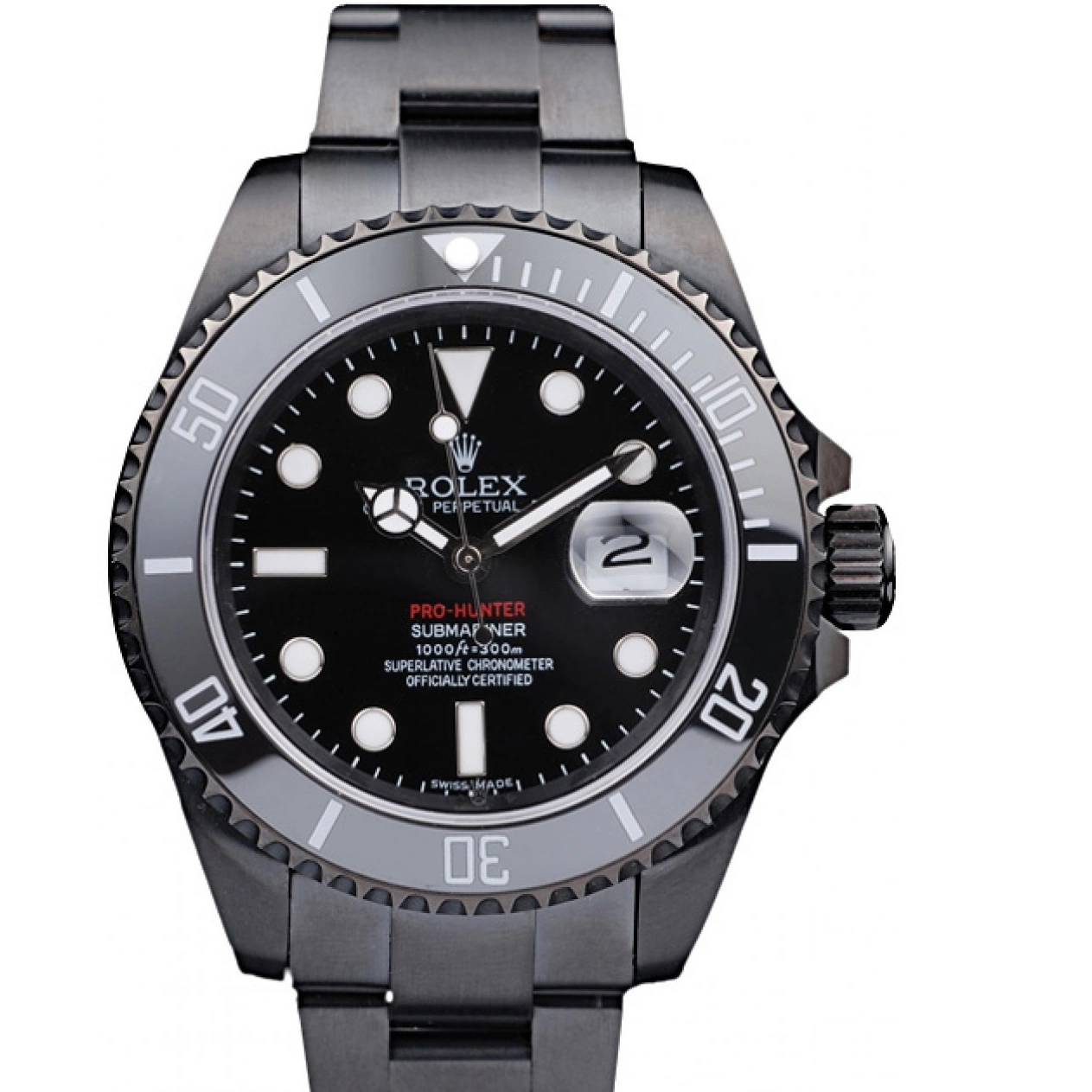 Dial Black Rolex Black Steel Submariner Swiss Strap Pro-Hunter 0826